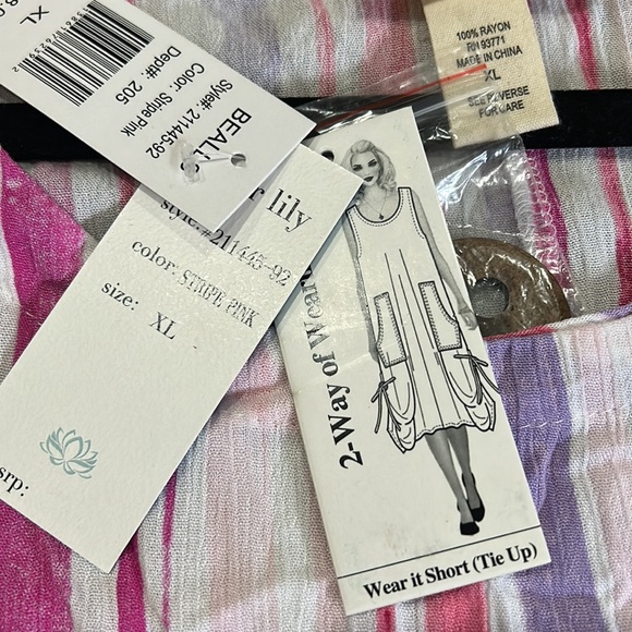 WATER LILY 2 Way Striped Dress XL - Picture 6 of 8